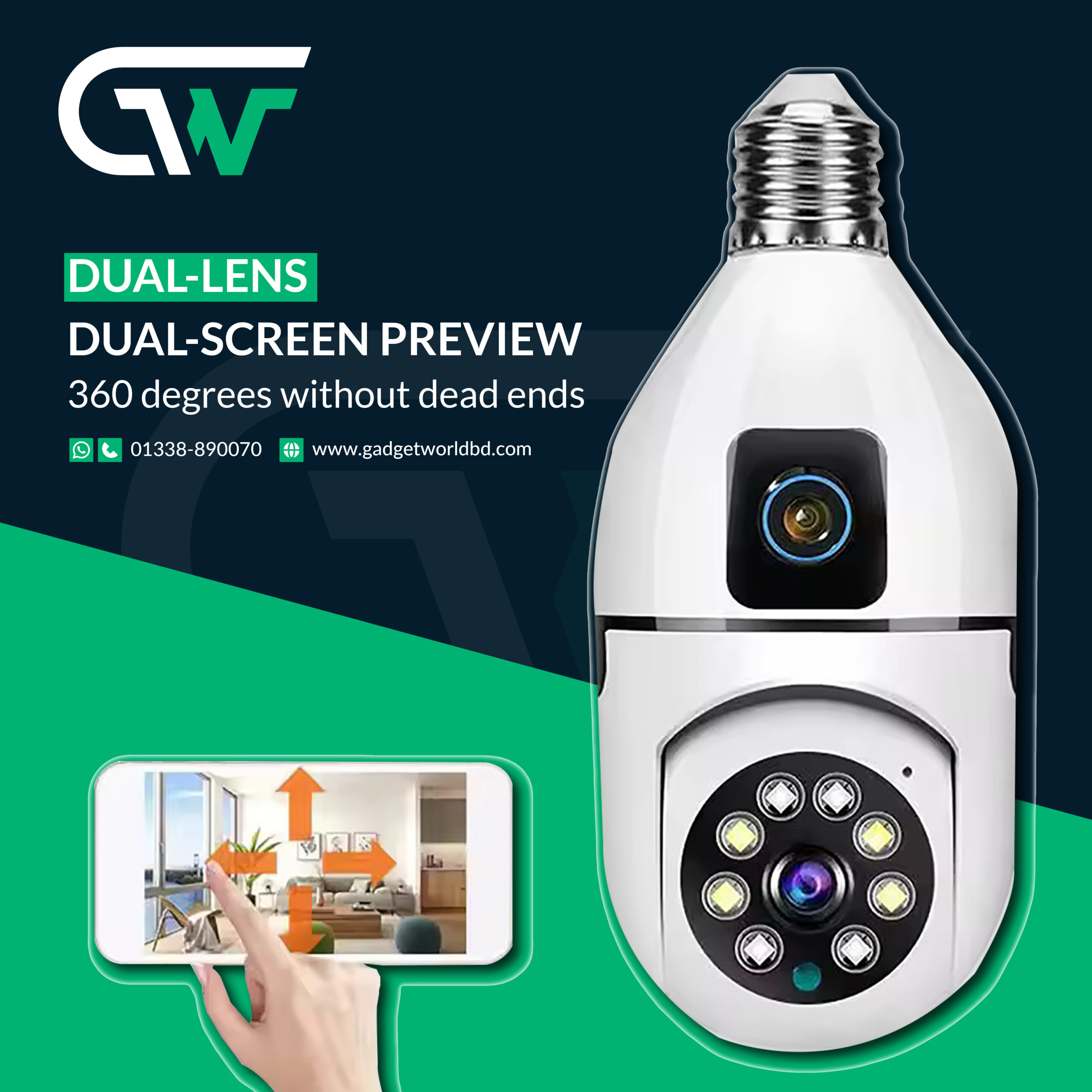 E27 Bulb Camera 2 Lens